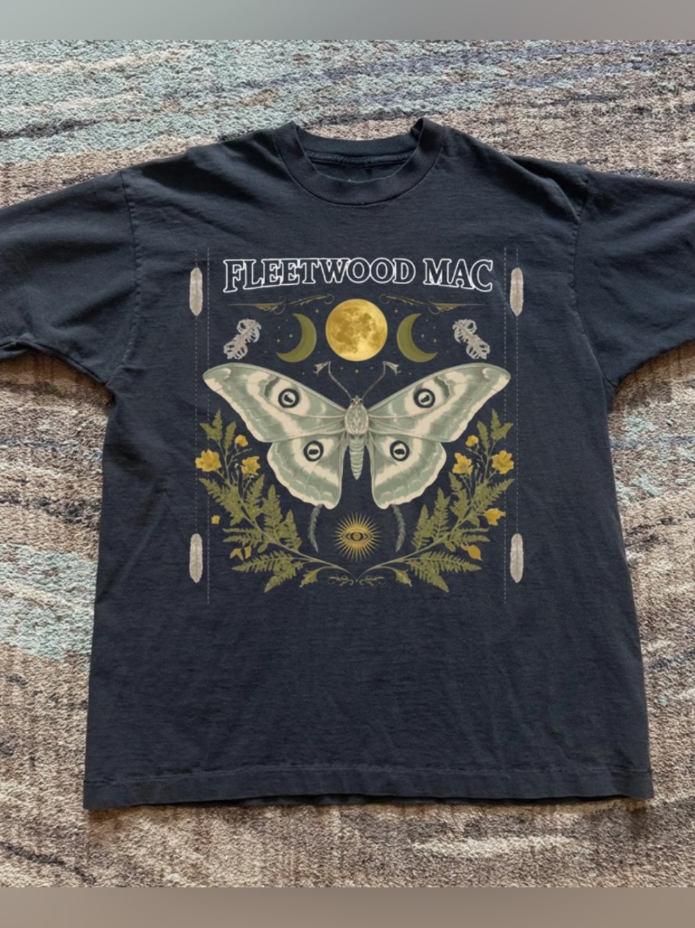 Gildan Black Fleetwood Mac Moth & Moon Graphic Tee